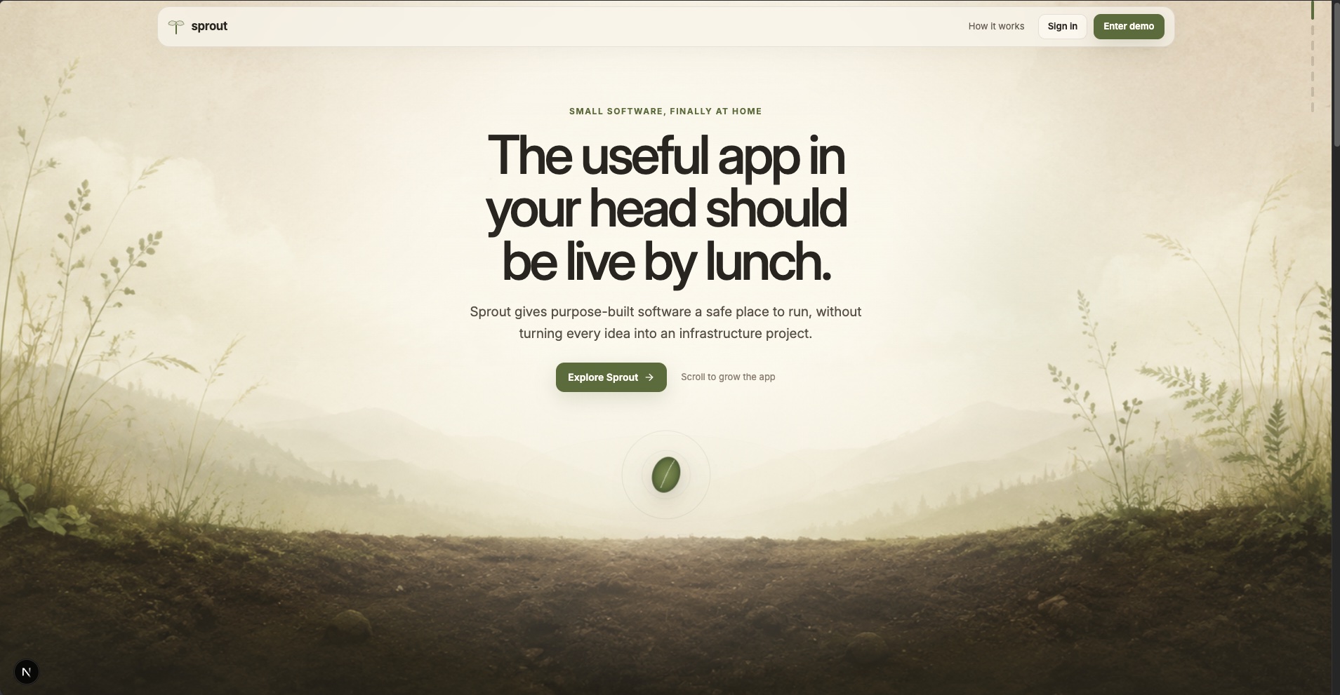 Sprout product landing page
